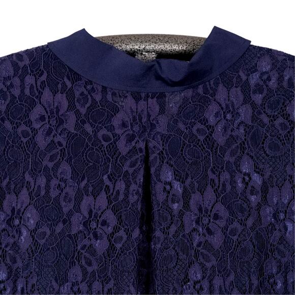 Isaac Mizrahi Live! Women's Blouse SZ 14 Fairycore Whimsigoth Romantic Lace Blue - Picture 6 of 7